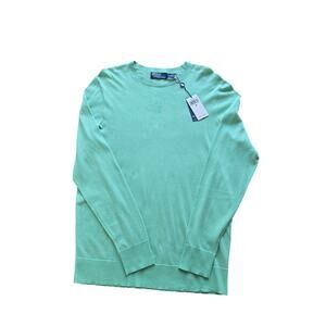 Polo Ralph Lauren Men Medium Lightweight Crewneck Sweater Mint Green 100% Cotton